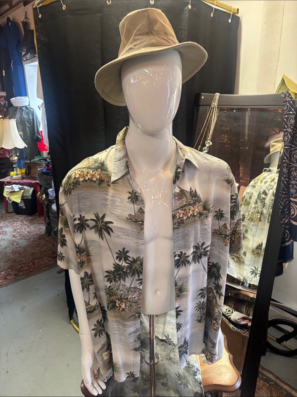 croft & barrow Floral Palm Camp Shirt in Beige, Olive & Tan